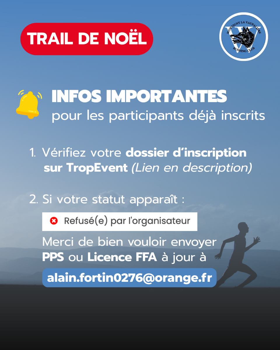 Infos importantes - Participants Trail de Noël