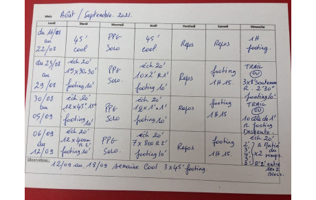 Programme Août- Septembre